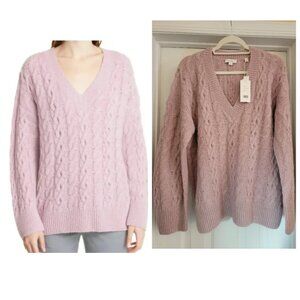 Vince Lattice Cable Knit Wool & Alpaca Blend Sweater, Size L, NWT